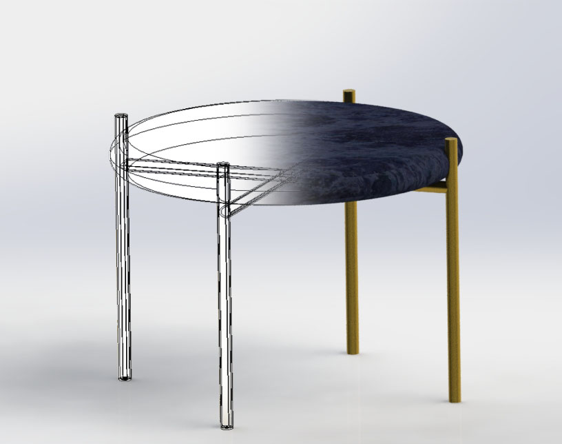 table laiton marbre noir Réalisation 3d table basse